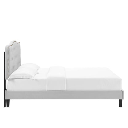 Modway - Amber Tufted Performance Velvet King Platform Bed by Modway  Bedroom Beds Gray - MOD-6786-LGR