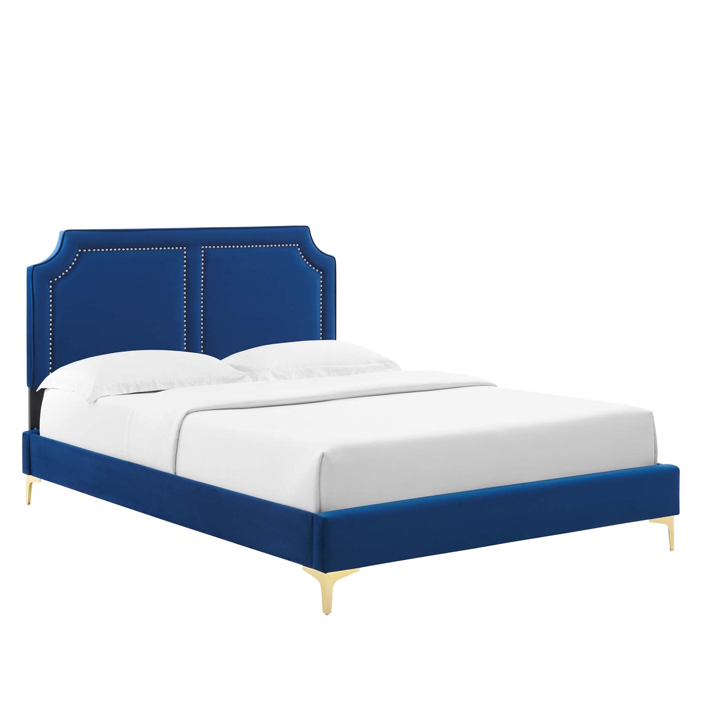 Modway Outlet Novi Performance Velvet Twin Bed by Modway  Bedroom Furniture Navy - MOD-6788-NAV