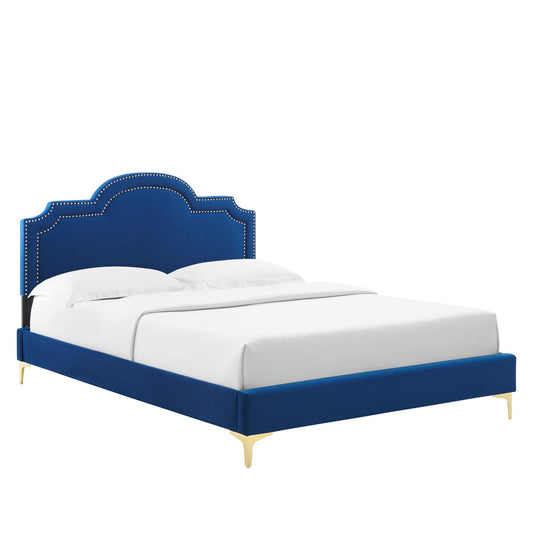 Modway Outlet Aviana Performance Velvet Twin Bed by Modway  Bedroom Furniture Navy - MOD-6789-NAV