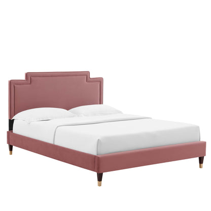 Modway Outlet Liva Performance Velvet Twin Bed by Modway  Bedroom Furniture Dusty Rose - MOD-6796-DUS