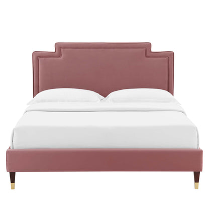 Modway Outlet Liva Performance Velvet Twin Bed by Modway  Bedroom Furniture Dusty Rose - MOD-6796-DUS