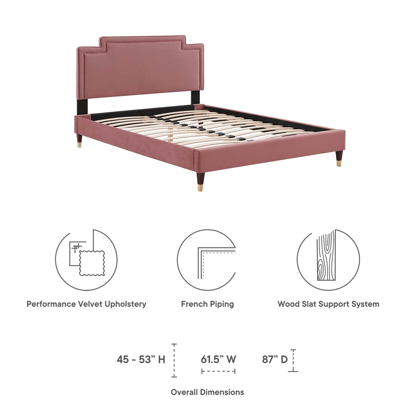 Modway Outlet Liva Performance Velvet Twin Bed by Modway  Bedroom Furniture Dusty Rose - MOD-6796-DUS