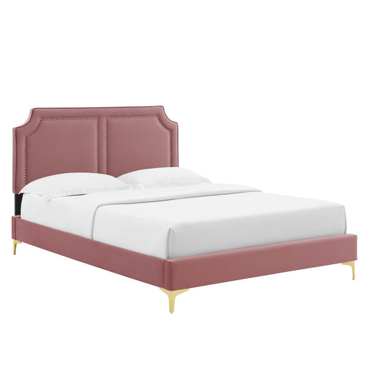 Modway Outlet Novi Performance Velvet King Bed by Modway  Bedroom Furniture Dusty Rose - MOD-6833-DUS