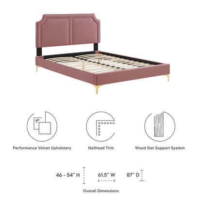 Modway Outlet Novi Performance Velvet King Bed by Modway  Bedroom Furniture Dusty Rose - MOD-6833-DUS