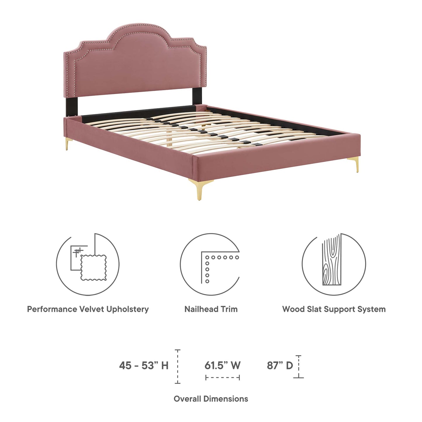 Modway Outlet Aviana Performance Velvet King Bed by Modway  Bedroom Furniture Dusty Rose - MOD-6834-DUS