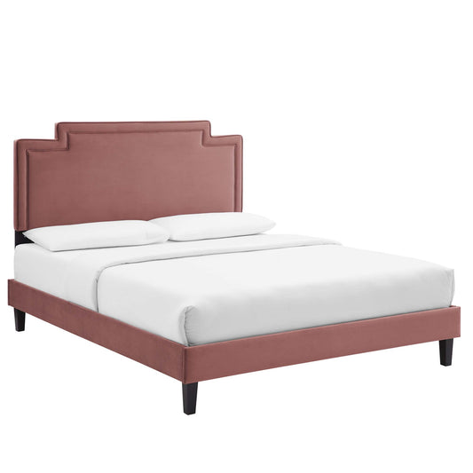 Modway Outlet Liva Performance Velvet King Bed by Modway  Bedroom Furniture Dusty Rose - MOD-6846-DUS
