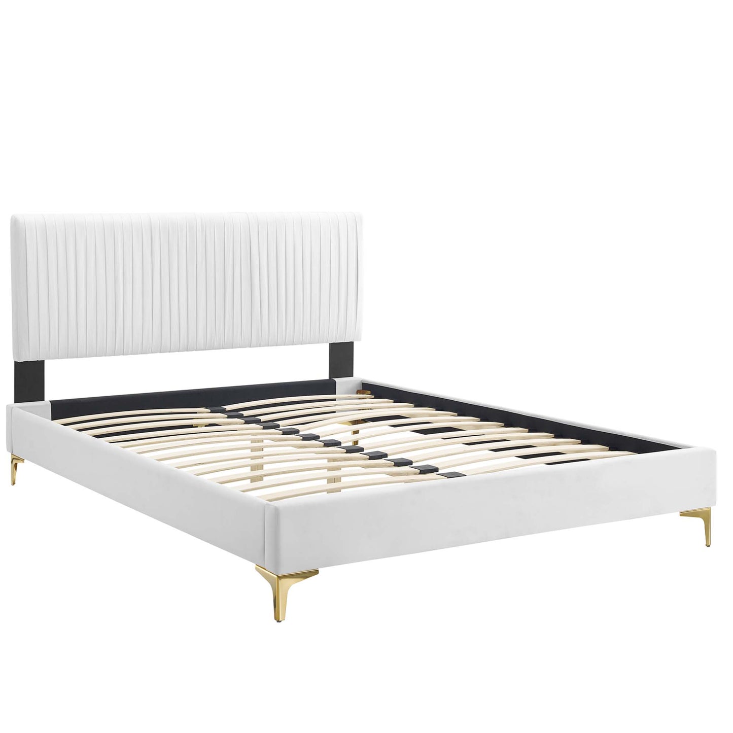 Modway - Peyton Performance Velvet Full Platform Bed by Modway  Bedroom Beds White - MOD-6868-WHI