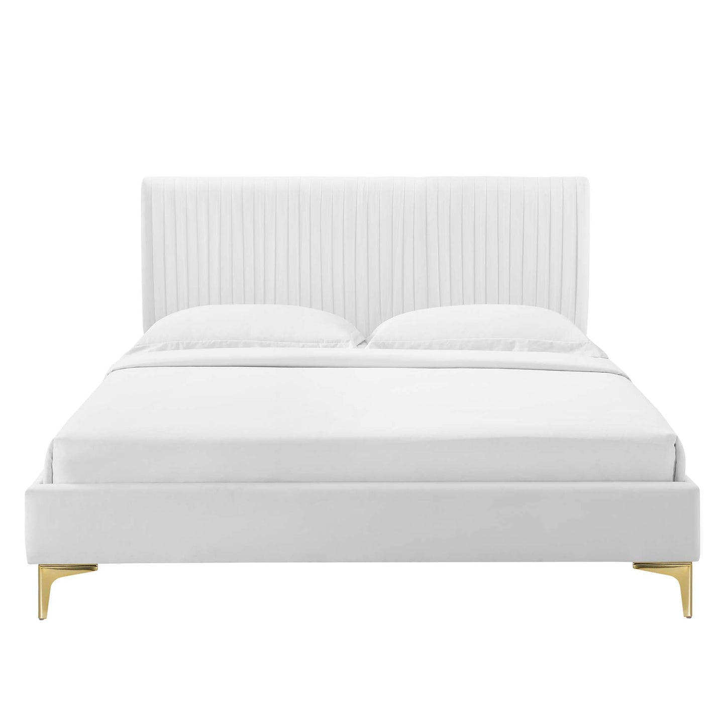 Modway - Peyton Performance Velvet Full Platform Bed by Modway  Bedroom Beds White - MOD-6868-WHI