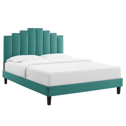 Modway Outlet Elise Performance Velvet Twin Platform Bed by Modway  Bedroom Furniture Teal - MOD-6876-TEA