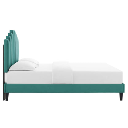 Modway Outlet Elise Performance Velvet Twin Platform Bed by Modway  Bedroom Furniture Teal - MOD-6876-TEA