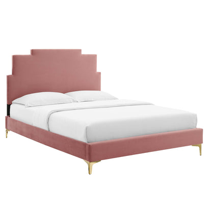 Modway Outlet Lindsey Performance Velvet Twin Platform Bed by Modway  Bedroom Furniture Dusty Rose - MOD-6895-DUS