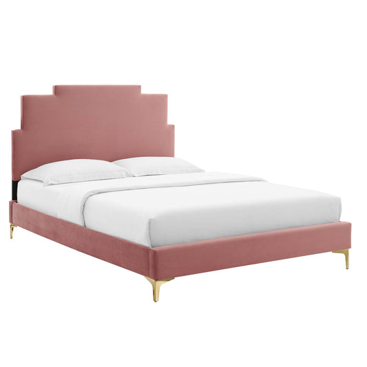 Modway Outlet Lindsey Performance Velvet Twin Platform Bed by Modway  Bedroom Furniture Dusty Rose - MOD-6895-DUS