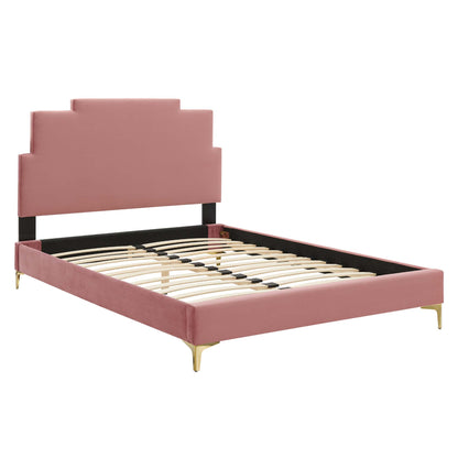 Modway Outlet Lindsey Performance Velvet Twin Platform Bed by Modway  Bedroom Furniture Dusty Rose - MOD-6895-DUS