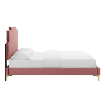 Modway Outlet Lindsey Performance Velvet Twin Platform Bed by Modway  Bedroom Furniture Dusty Rose - MOD-6895-DUS