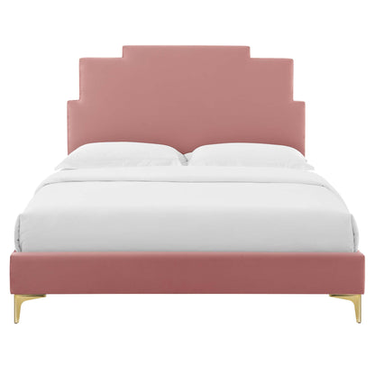 Modway Outlet Lindsey Performance Velvet Twin Platform Bed by Modway  Bedroom Furniture Dusty Rose - MOD-6895-DUS