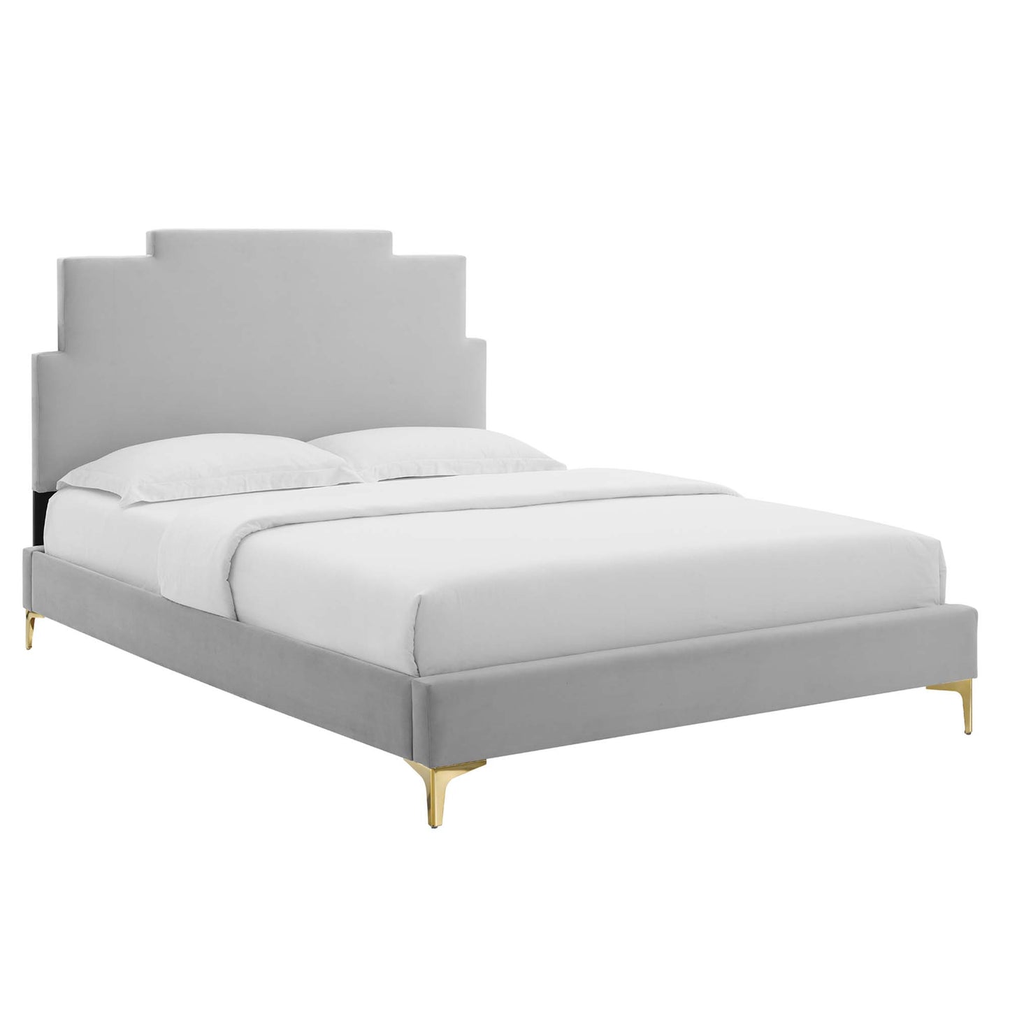 Modway Outlet Lindsey Performance Velvet Twin Platform Bed by Modway  Bedroom Furniture Light Gray - MOD-6895-LGR