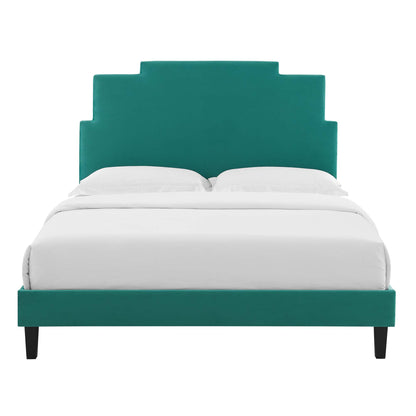 Modway Outlet Lindsey Performance Velvet Twin Platform Bed by Modway  Bedroom Furniture Teal - MOD-6897-TEA