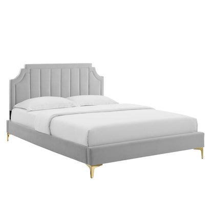 Modway - Sienna Performance Velvet Full Platform Bed by Modway  Bedroom Beds Gray - MOD-6912-LGR