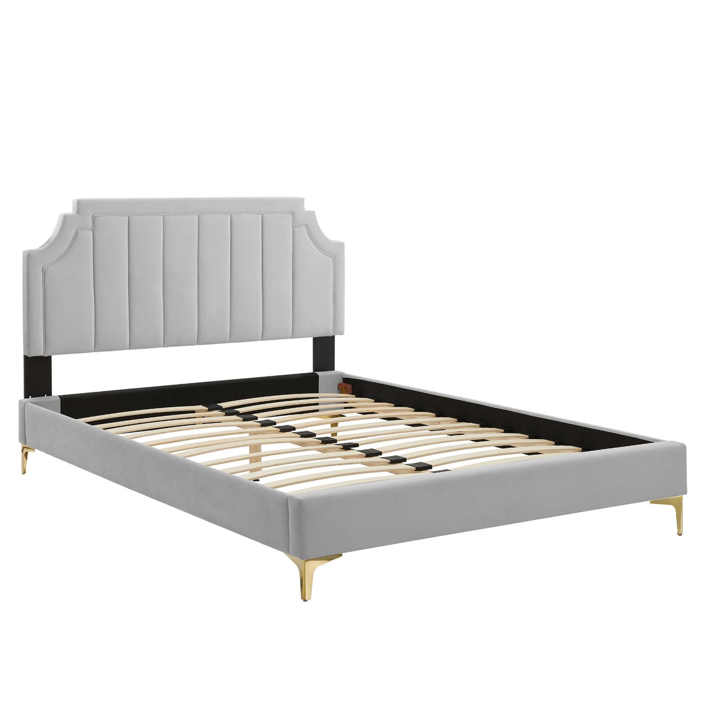 Modway - Sienna Performance Velvet Full Platform Bed by Modway  Bedroom Beds Gray - MOD-6912-LGR