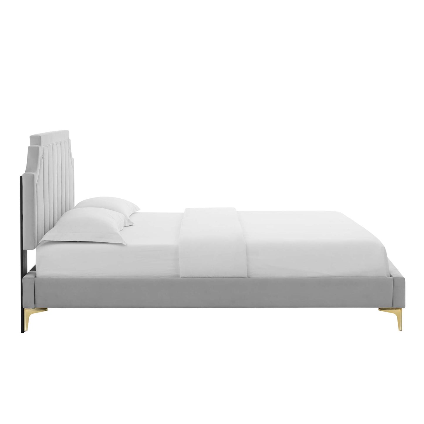 Modway - Sienna Performance Velvet Full Platform Bed by Modway  Bedroom Beds Gray - MOD-6912-LGR