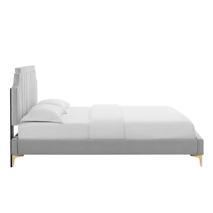 Modway - Sienna Performance Velvet Full Platform Bed by Modway  Bedroom Beds Gray - MOD-6912-LGR