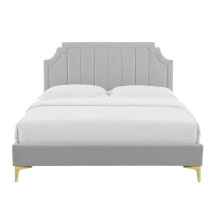 Modway - Sienna Performance Velvet Full Platform Bed by Modway  Bedroom Beds Gray - MOD-6912-LGR