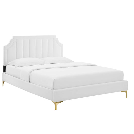 Modway - Sienna Performance Velvet Full Platform Bed by Modway  Bedroom Beds White - MOD-6912-WHI