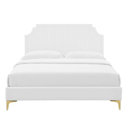 Modway - Sienna Performance Velvet Full Platform Bed by Modway  Bedroom Beds White - MOD-6912-WHI