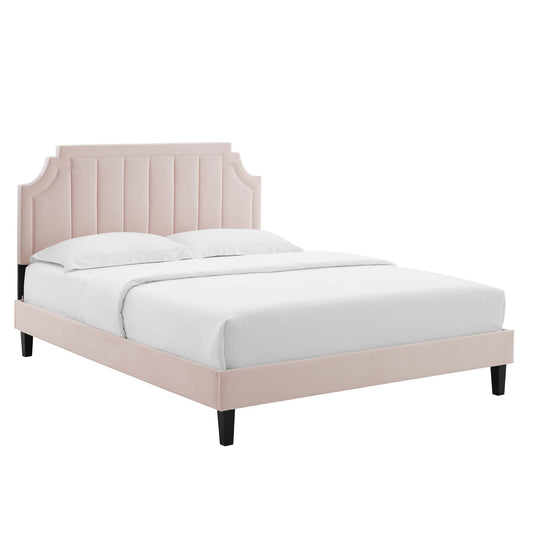 Modway - Sienna Performance Velvet Full Platform Bed by Modway  Bedroom Beds Red - MOD-6914-PNK