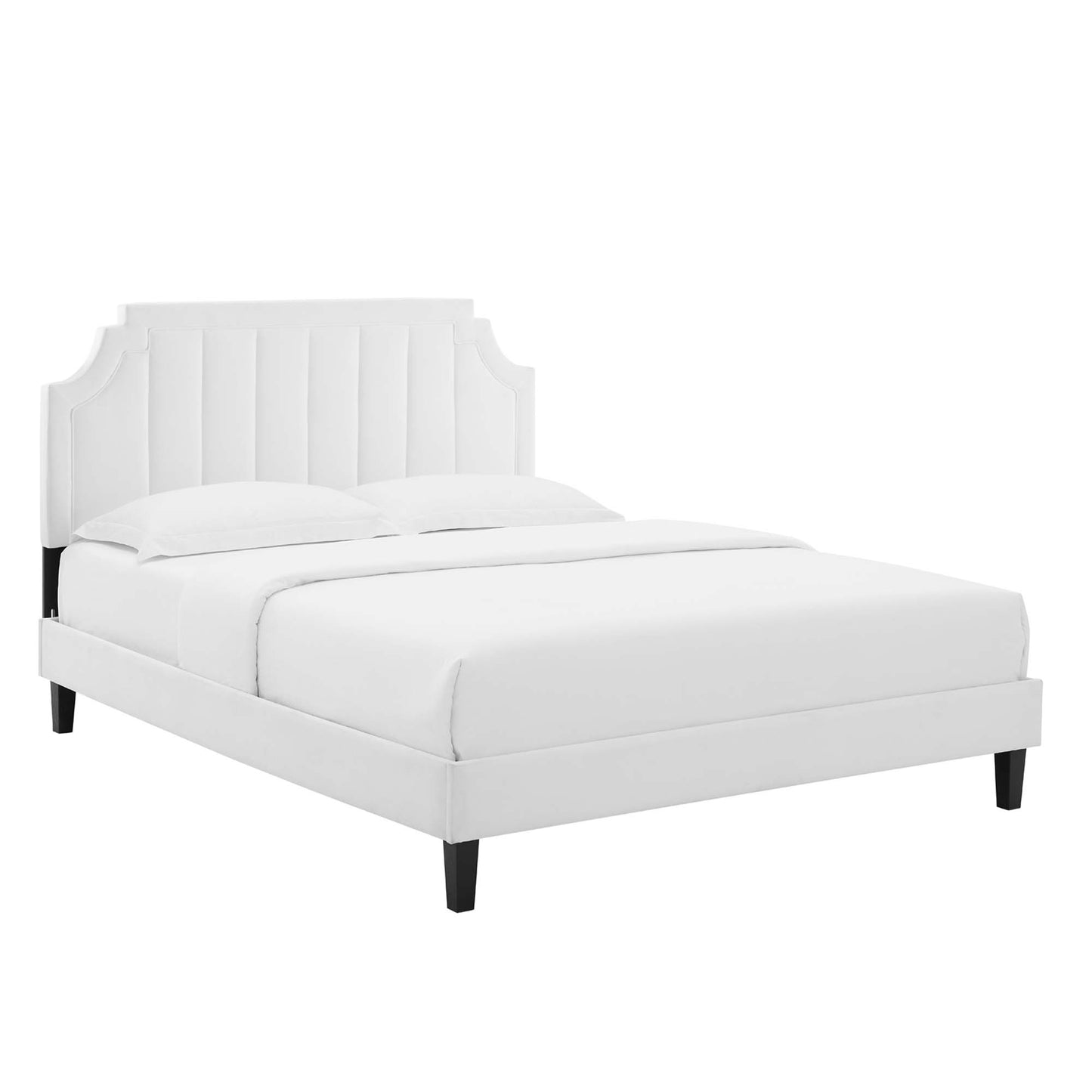 Modway - Sienna Performance Velvet Full Platform Bed by Modway  Bedroom Beds White - MOD-6914-WHI
