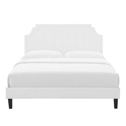 Modway - Sienna Performance Velvet Full Platform Bed by Modway  Bedroom Beds White - MOD-6914-WHI