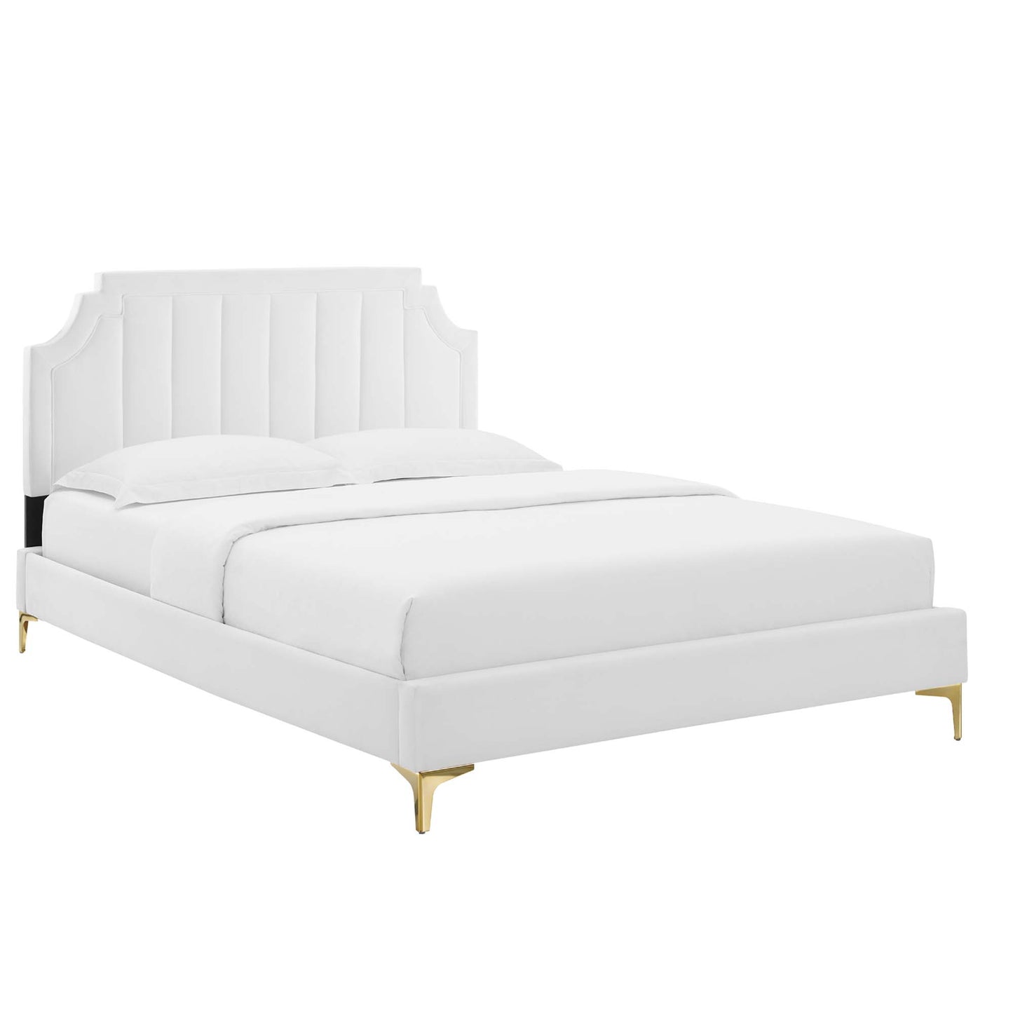 Modway - Sienna Performance Velvet King Platform Bed by Modway  Bedroom Beds White - MOD-6918-WHI