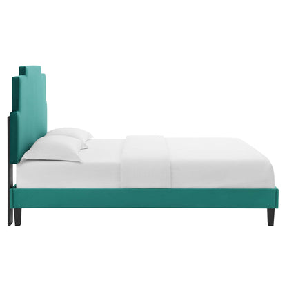 Modway Outlet Lindsey Performance Velvet Full Platform Bed by Modway  Bedroom Furniture Teal - MOD-6921-TEA
