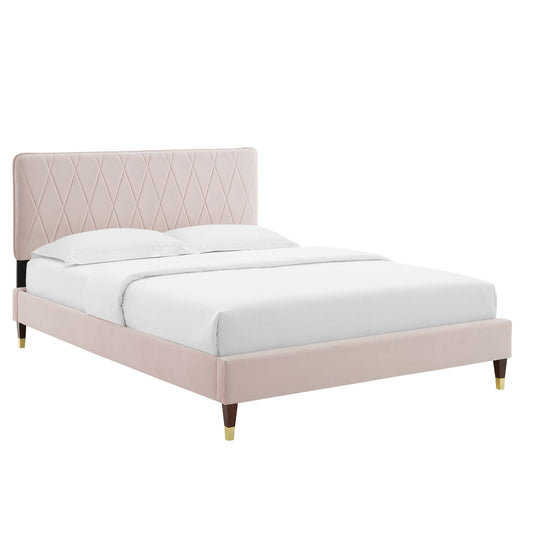 Modway Outlet Phillipa Performance Velvet King Platform Bed by Modway  Bedroom Furniture Pink - MOD-6929-PNK