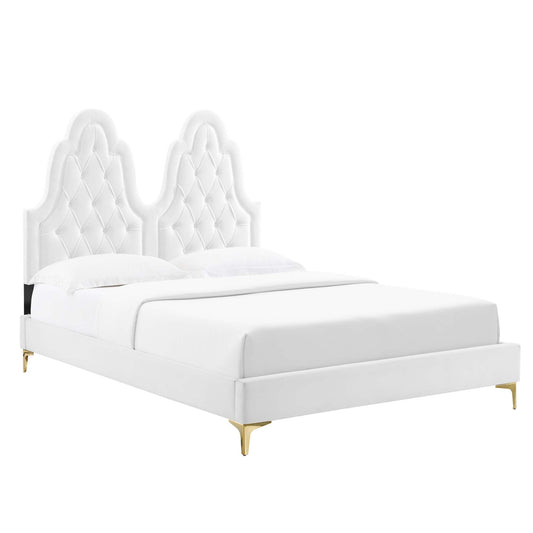 Modway Outlet Alexandria Tufted Performance Velvet Twin Platform Bed by Modway  Bedroom Furniture White - MOD-6931-WHI