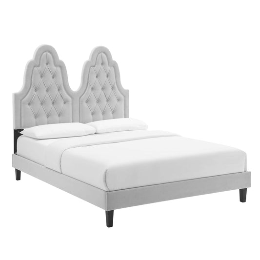 Modway Outlet Alexandria Tufted Performance Velvet Twin Platform Bed by Modway  Bedroom Furniture Light Gray - MOD-6933-LGR