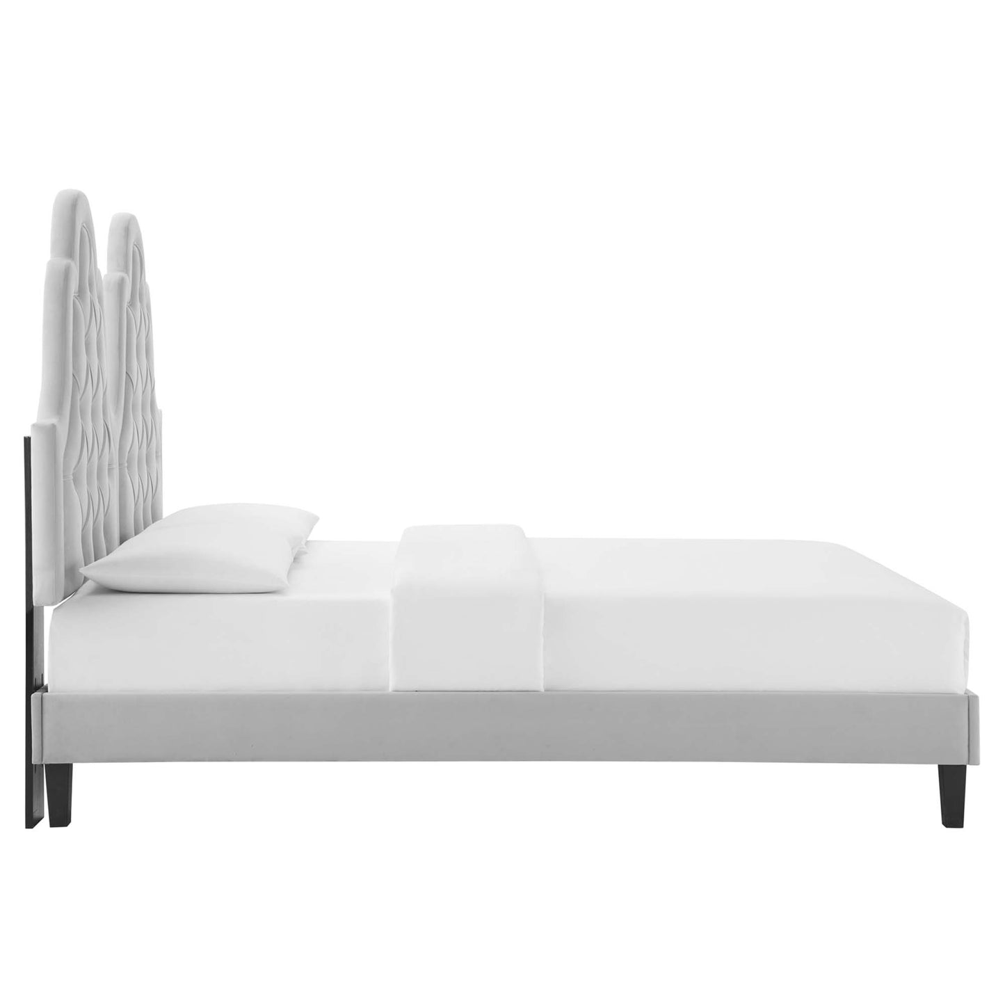 Modway Outlet Alexandria Tufted Performance Velvet Twin Platform Bed by Modway  Bedroom Furniture Light Gray - MOD-6933-LGR