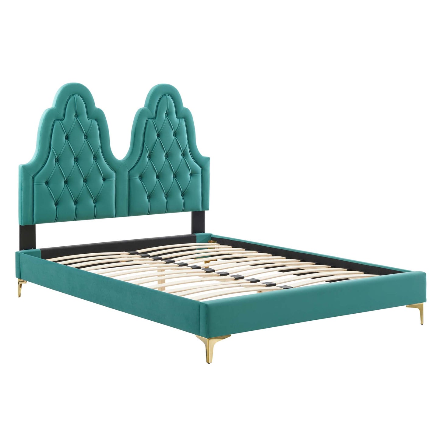 Modway Outlet Alexandria Tufted Performance Velvet King Platform Bed by Modway  Bedroom Furniture Teal - MOD-6937-TEA