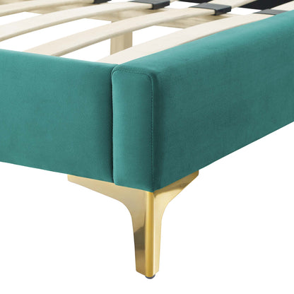 Modway Outlet Alexandria Tufted Performance Velvet King Platform Bed by Modway  Bedroom Furniture Teal - MOD-6937-TEA