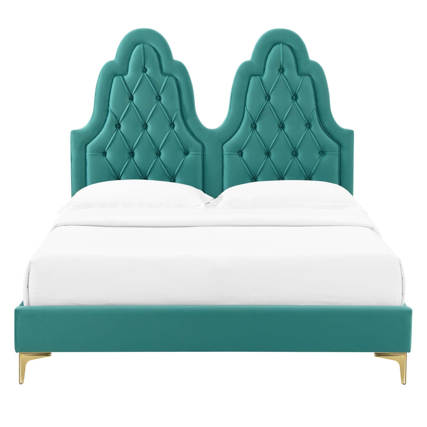 Modway Outlet Alexandria Tufted Performance Velvet King Platform Bed by Modway  Bedroom Furniture Teal - MOD-6937-TEA