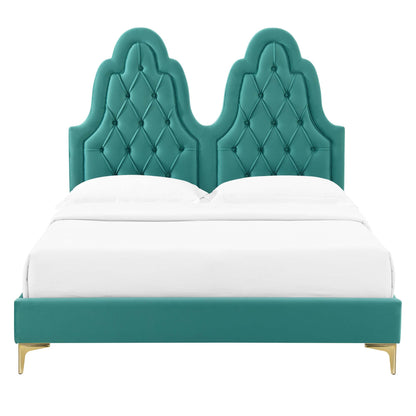 Modway Outlet Alexandria Tufted Performance Velvet King Platform Bed by Modway  Bedroom Furniture Teal - MOD-6937-TEA