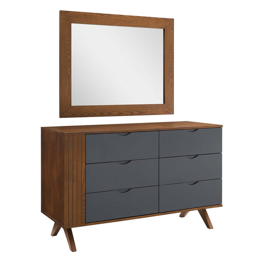 Modway Outlet Dylan Dresser and Mirror by Modway  Bedroom Furniture Walnut - MOD-6950-WAL