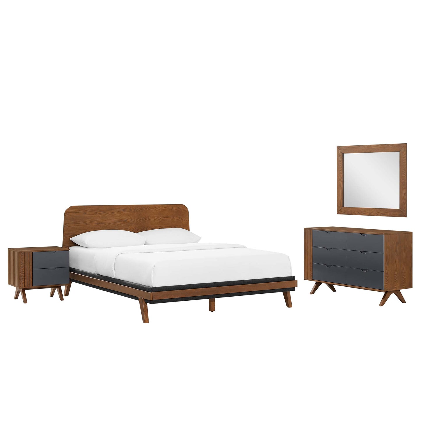Modway Outlet Dylan 4 Piece Bedroom Set by Modway  Bedroom Furniture Walnut - MOD-6956-WAL
