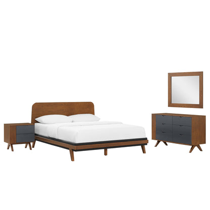 Modway Outlet Dylan 4 Piece Bedroom Set by Modway  Bedroom Furniture Walnut - MOD-6956-WAL