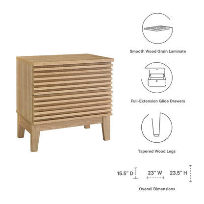 Modway - Render Two-Drawer Nightstand by Modway  Bedroom Case Goods Brown - MOD-6964-OAK