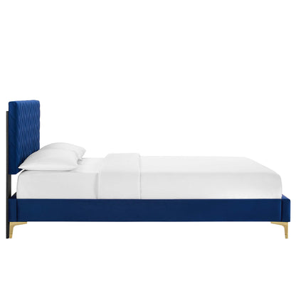 Modway Outlet Leah Chevron Tufted Performance Velvet Full Platform Bed by Modway  Bedroom Furniture Navy - MOD-6993-NAV