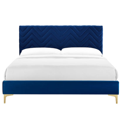 Modway Outlet Leah Chevron Tufted Performance Velvet Full Platform Bed by Modway  Bedroom Furniture Navy - MOD-6993-NAV