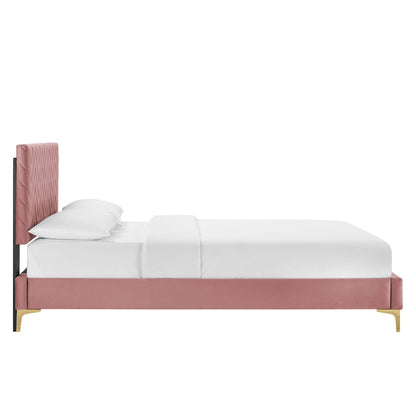 Modway Outlet Leah Chevron Tufted Performance Velvet King Platform Bed by Modway  Bedroom Furniture Dusty Rose - MOD-7005-DUS