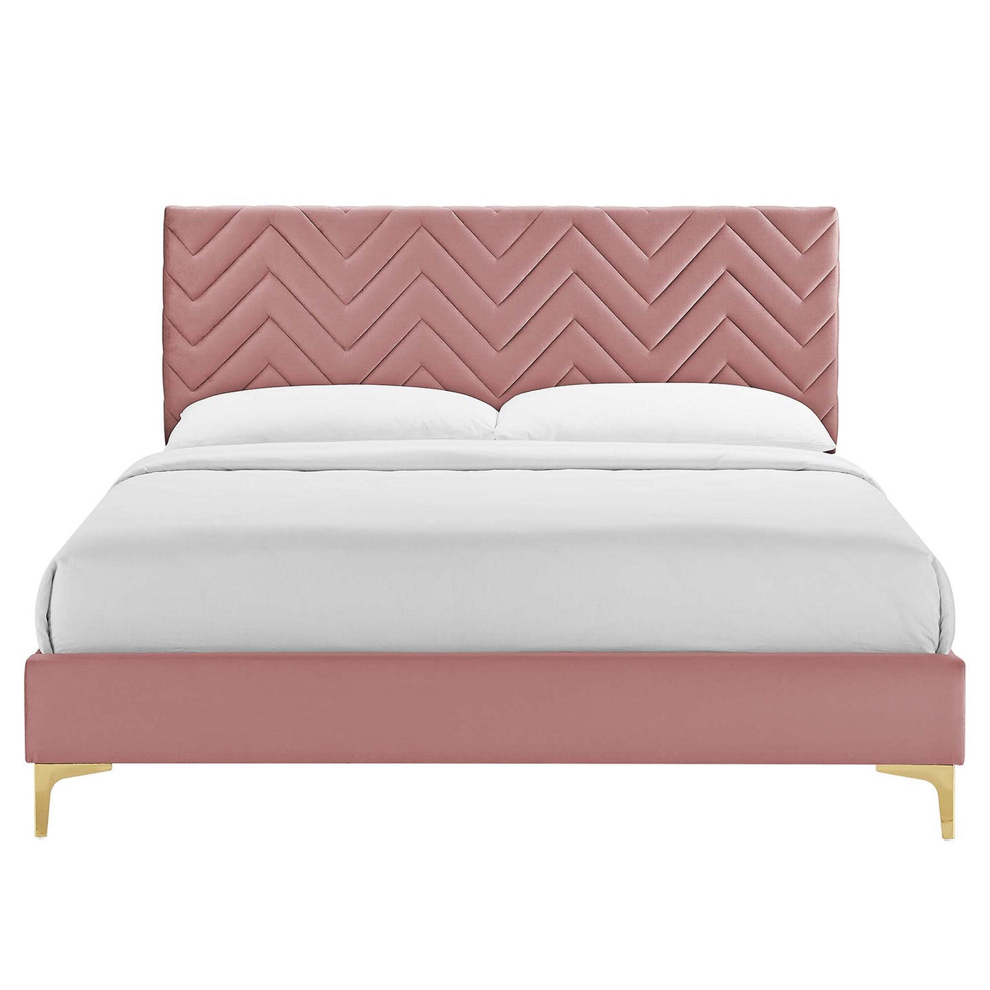Modway Outlet Leah Chevron Tufted Performance Velvet King Platform Bed by Modway  Bedroom Furniture Dusty Rose - MOD-7005-DUS