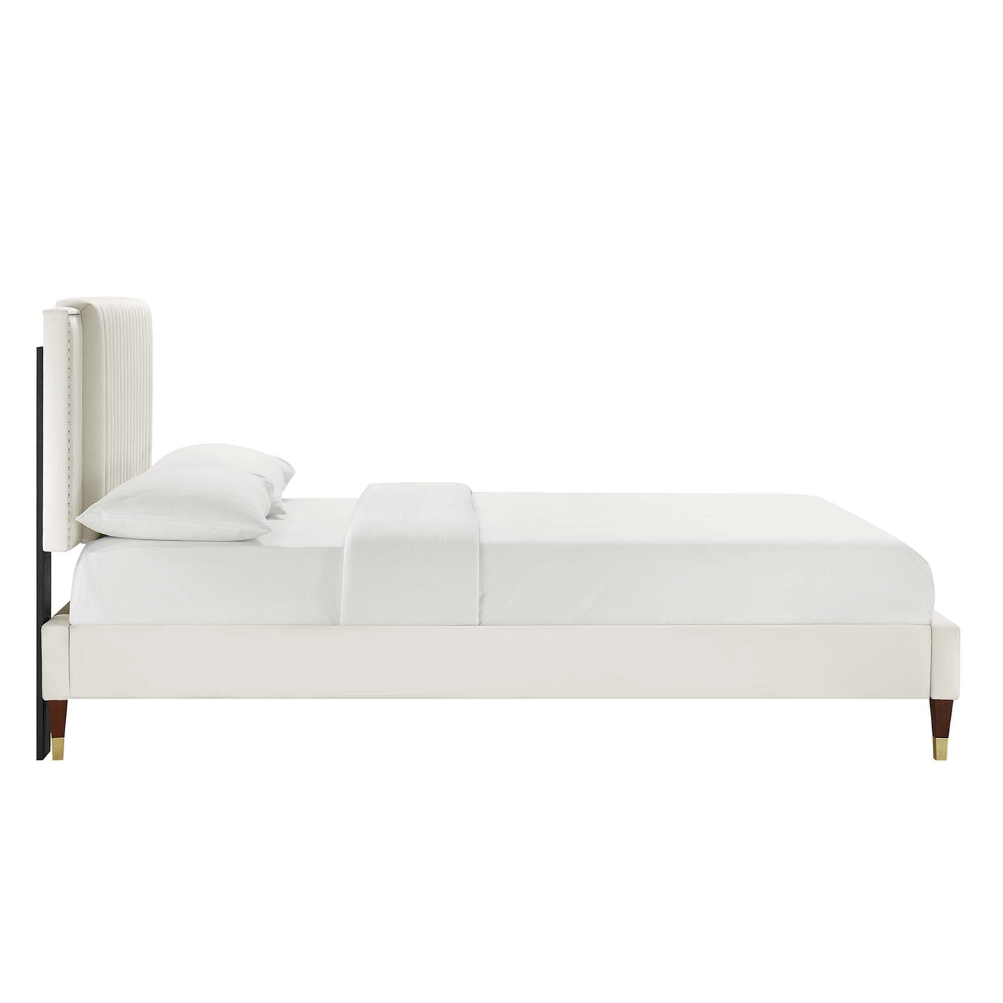 Modway Outlet Zahra Channel Tufted Performance Velvet King Platform Bed by Modway  Bedroom Furniture White - MOD-7010-WHI